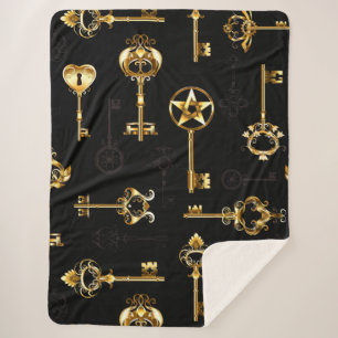 Couverture Sherpa Les Patters de Seamless avec Golden Keys