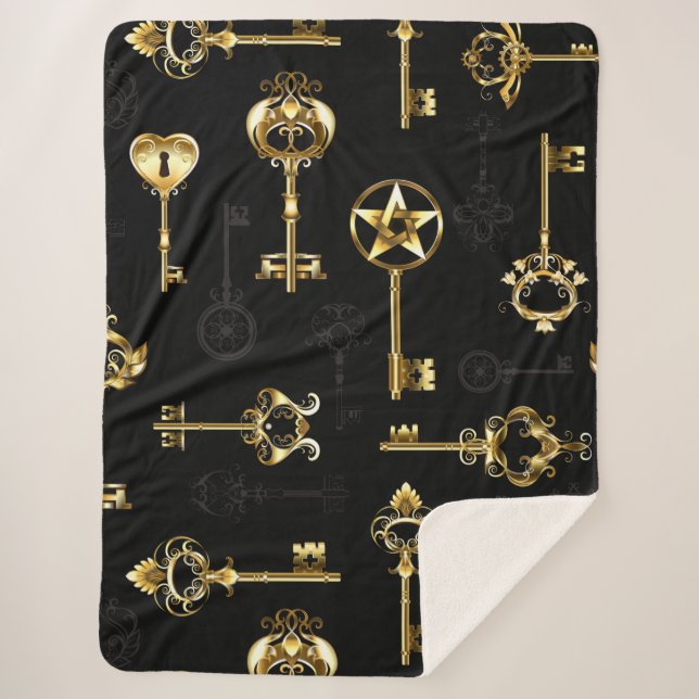 Couverture Sherpa Les Patters de Seamless avec Golden Keys (Devant)