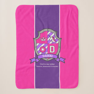 Couverture Sherpa Lettre D Danni nom signifiant unicorne violet rose