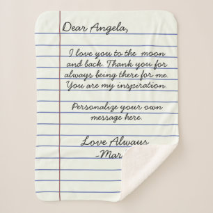 Couverture Sherpa Lettre d'amour manuscrite ou message personnalisé