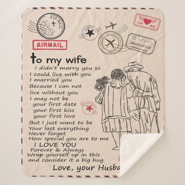 Couverture Sherpa Lettre personnalisée à ma femme, cadeau d'annivers (Devant)