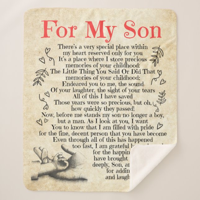 Couverture Sherpa Lettre personnalisée à pour mon fils (Devant)