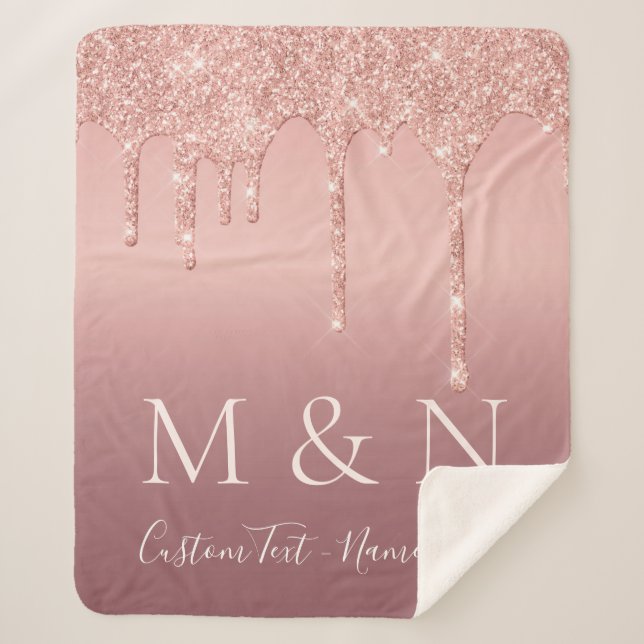 Couverture Sherpa Lettre texte personnalisée Rose Gold Couple Sherpa (Devant)