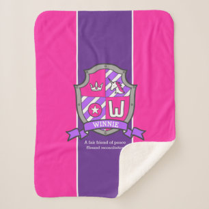 Couverture Sherpa Lettre W Winnie nom signifiant unicorne violet ros