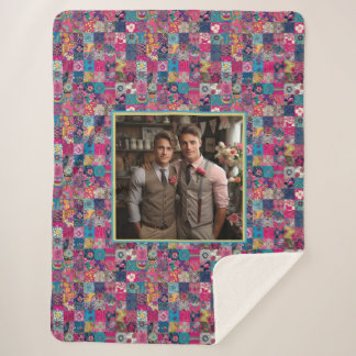 Couverture Sherpa LGBTQ Tribal Whirlwind Mariage Quilt Photo Collage
