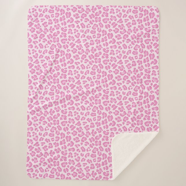 Couverture Sherpa Ligne Leopard Preppy rose (Devant)