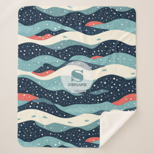 Couverture Sherpa Lignes Abstraites avec points de flocon de neige
