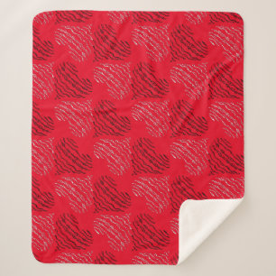 Couverture Sherpa Lignes cardiaques alternatives en rouge noir et bl