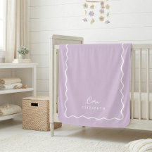 Lila Violet Bordure Ondulée Monogrammée