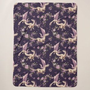 Couverture Sherpa Lilac, Rose et Dragons blancs Sherpa Blanket