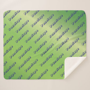 Couverture Sherpa Lime Green Name Collage Script personnalisé Répéti