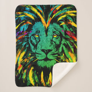 Couverture Sherpa Lion Head Dark - Lion Illustration