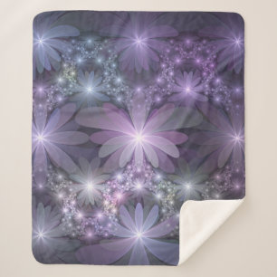 Couverture Sherpa Lit de fleurs tendance brillant art fractal abstra