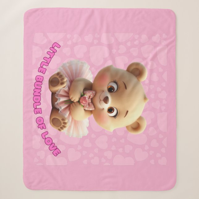 Couverture Sherpa Little Bundle of Love – Cute Baby Bear in Tutu Des (Devant)