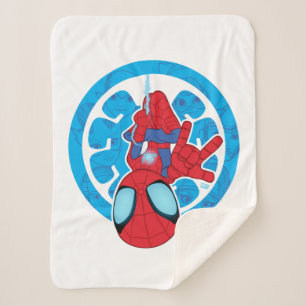 Couverture Sherpa Logo de Spidey pendu à l'envers - Collage de mécha