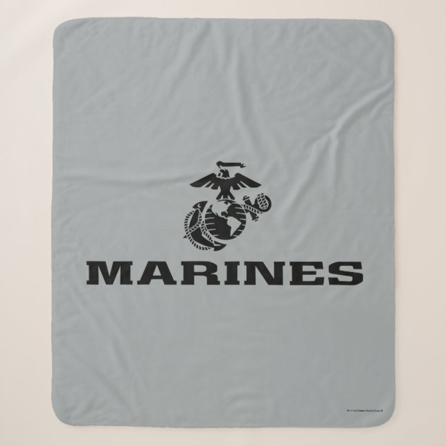 Couverture Sherpa Logo en noir empilé USMC (Devant)