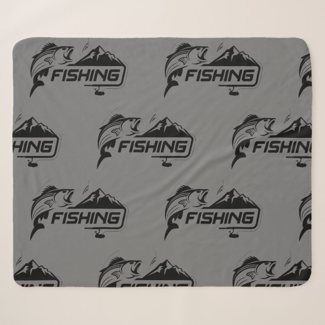 Couverture Sherpa Logos de pêche Pêcheur Hobby Poisson art graphique (Devant (Horizontal))