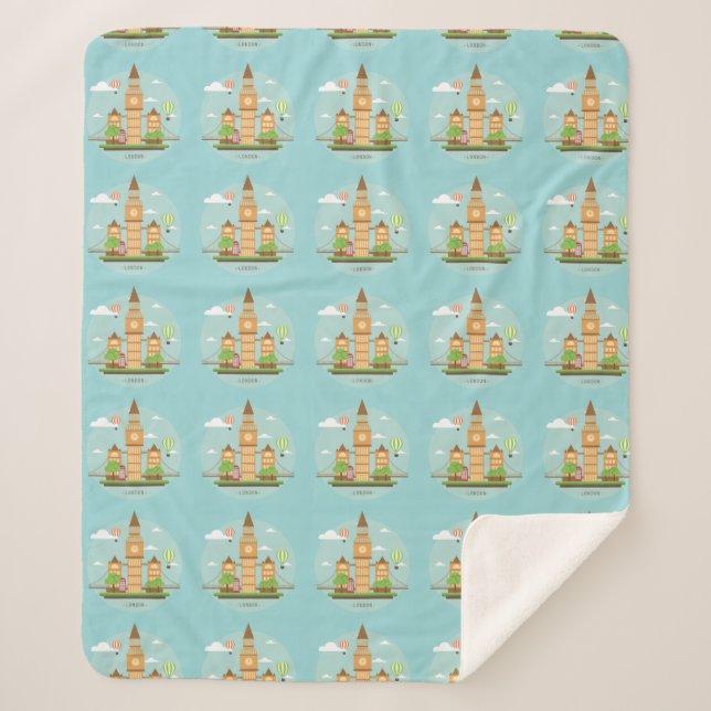 Couverture Sherpa Londres Angleterre Landmarks Sherpa Thaillot Blank (Devant)