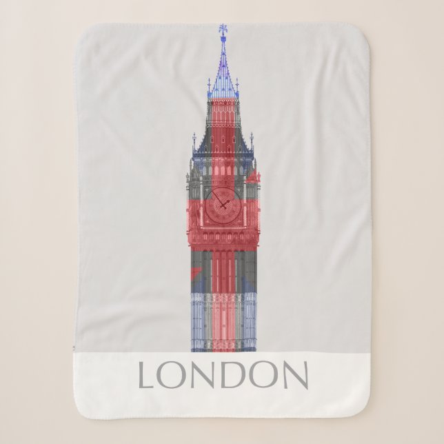 Couverture Sherpa Londres Big Ben Union Jack (Devant)