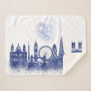 Couverture Sherpa Londres Skyline - Aquarelle bleue