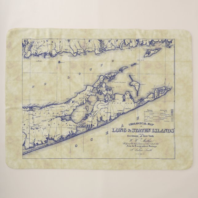 Couverture Sherpa Long Island The Hamptons Map Distresse (Devant (Horizontal))