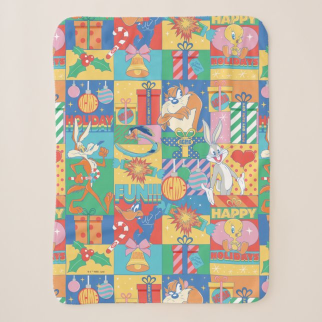 Couverture Sherpa LOONEY TUNES™ | Joyeuses fêtes Motif de Noël (Devant)