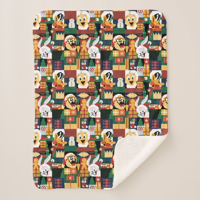 Couverture Sherpa LOONEY TUNES™Motif de blocs de vacances (Devant)