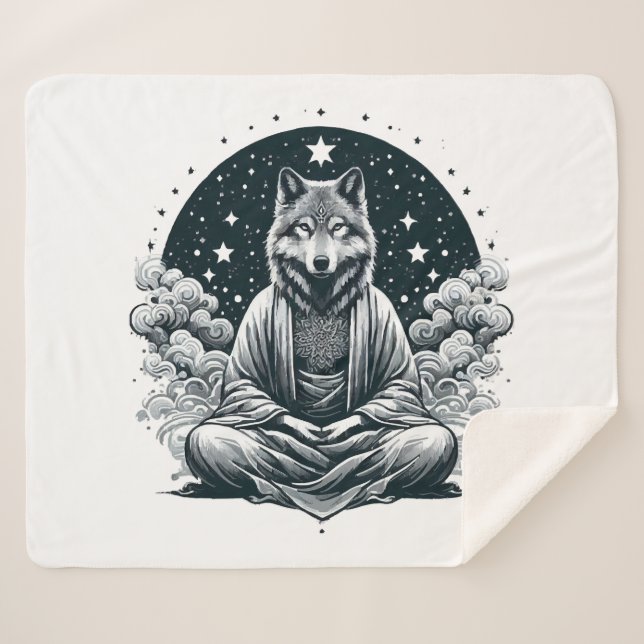 Couverture Sherpa Loup conscient (Devant (Horizontal))
