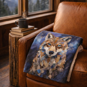 Couverture Sherpa Loup Géométrique Montagne