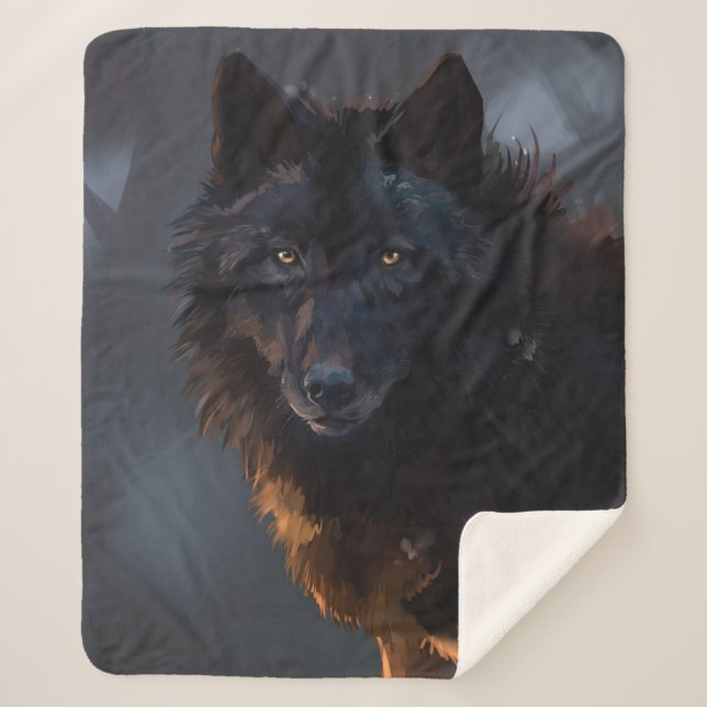 Couverture Sherpa loup noir (Devant)