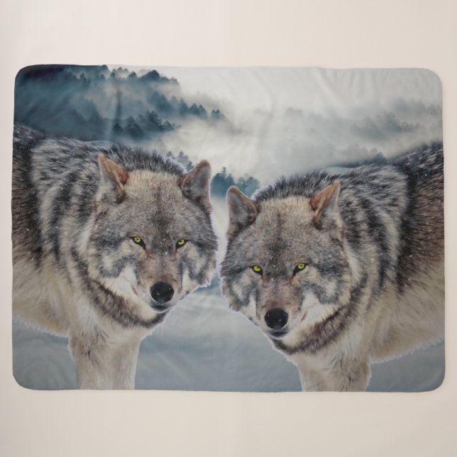 Couverture Sherpa Loups (Devant (Horizontal))