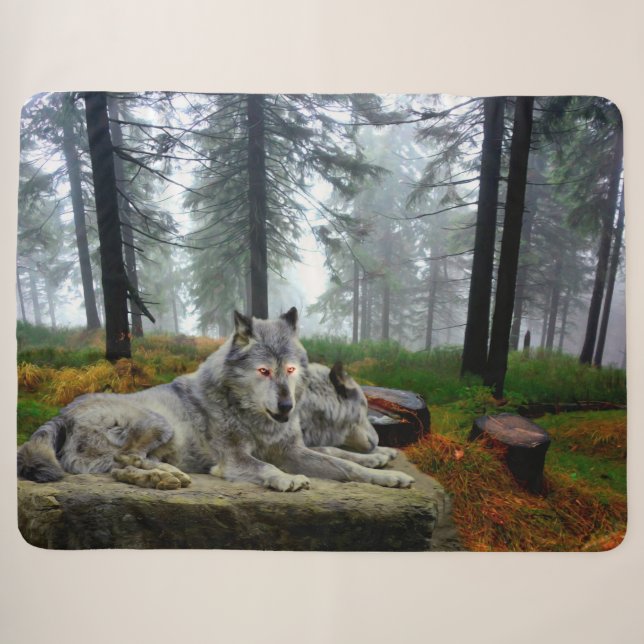 Couverture Sherpa Loups (Devant (Horizontal))