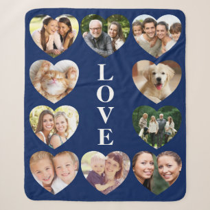 Couverture Sherpa Love 10 Photo Collage Bleu