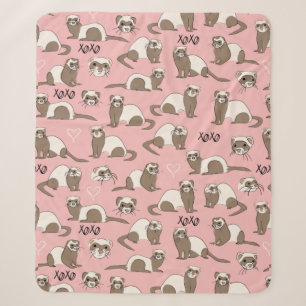 Couverture Sherpa Love Ferrets - Pink Sherpa Blanket