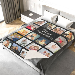 Couverture Sherpa Love Quote Black 18 Photo Collage