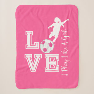 Couverture Sherpa Love Soccer - Je Joue Comme Une Fille