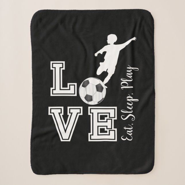 Couverture Sherpa Love Soccer - Mange, Dort, Joue - Garçon (Devant)