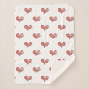 Couverture Sherpa Love Valentine's Day Red Heart Sketch