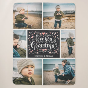 Couverture Sherpa Love You Grand-mère Custom 6 Photo Collage