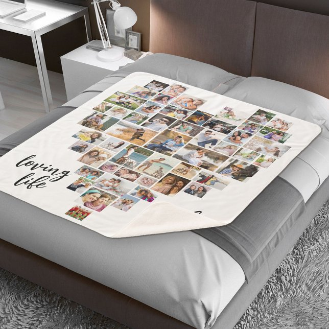 Couverture Sherpa Loving Life with You Heart Formé 51 Photo Collage (Créateur téléchargé)