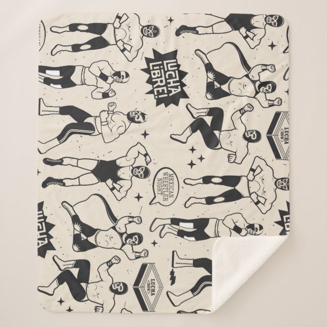 Couverture Sherpa Lucha Libre : motif de lutteurs mexicains (Devant)