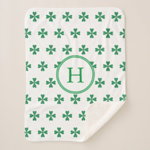 Couverture Sherpa Lucky Green Four Leaf Clover