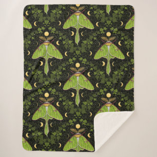 Couverture Sherpa Luna moth, phases de lune et damas de lierre 2