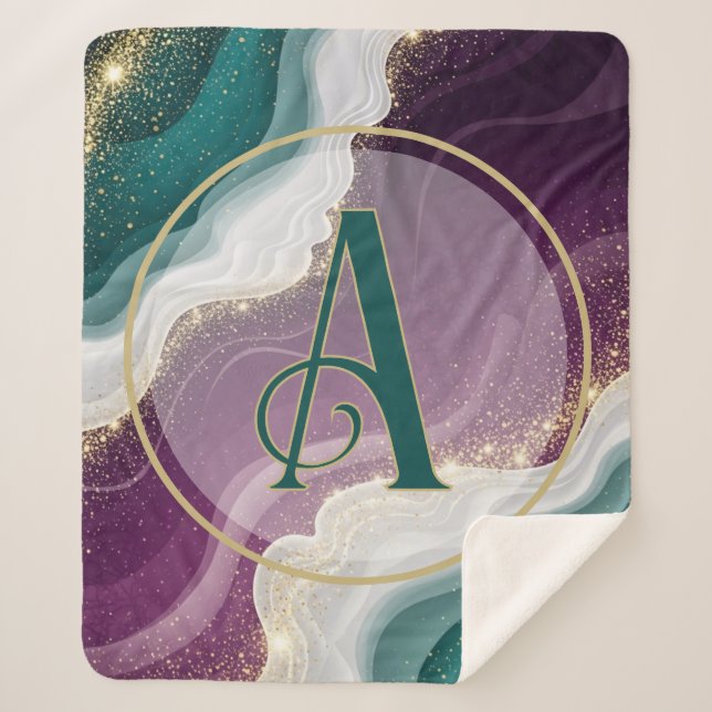 Couverture Sherpa Luxury Gold Glitter Marble Pattern (Devant)