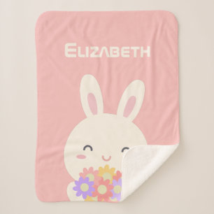 Couverture Sherpa Ma douce petite lapine et la fille rose pastel