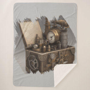 Couverture Sherpa Machine à temps Steampunk - Vintage coffre au trés