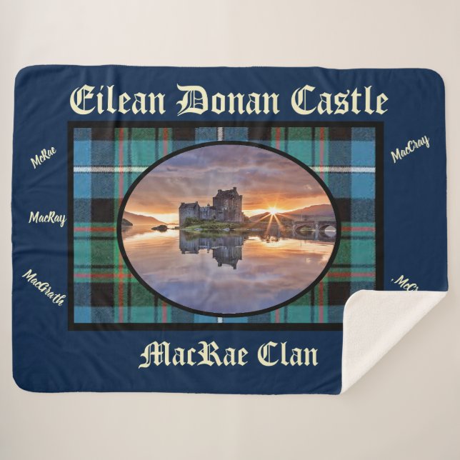 Couverture Sherpa MacRae Clan Tartan du château Eilean Donan (Devant (Horizontal))