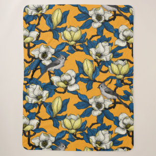 Couverture Sherpa Magnolia en floraison et oiseau de tireur 3