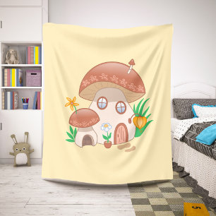Couverture Sherpa Maison de champignons Fée Whimsical Jaune