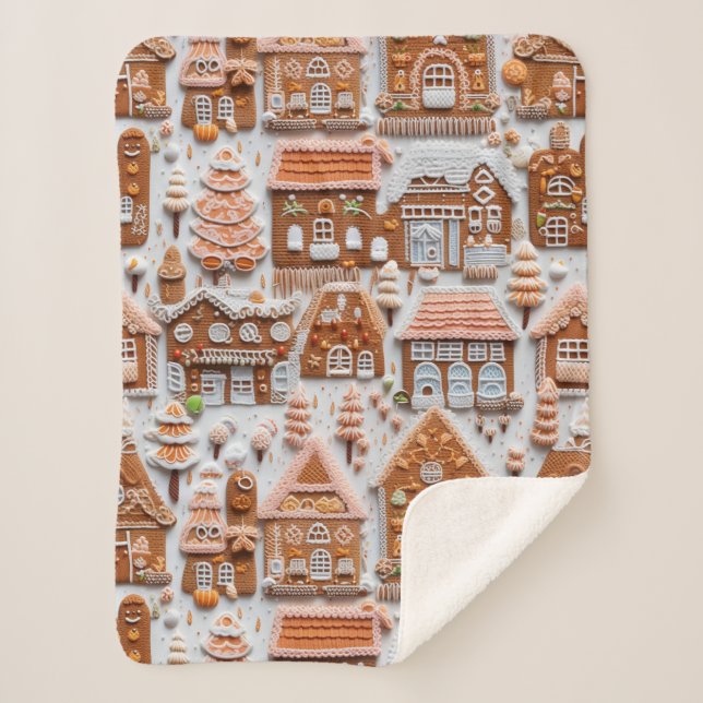 Couverture Sherpa Maison de pain d'épices Noël (Devant)